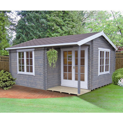 Shire Shire Wykenham 7' 10" x 11' 9" Reverse Offset Apex Log Cabin - Premium 34mm Cladding Tongue & Groove