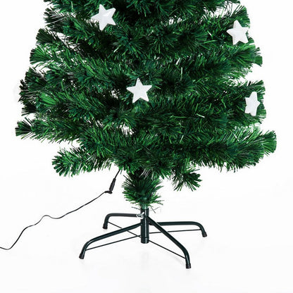 Homcom 5 Foot Prelit Artificial Christmas Tree Fibre Optic Star LED Light Holiday Home Xmas Decoration with LED Light