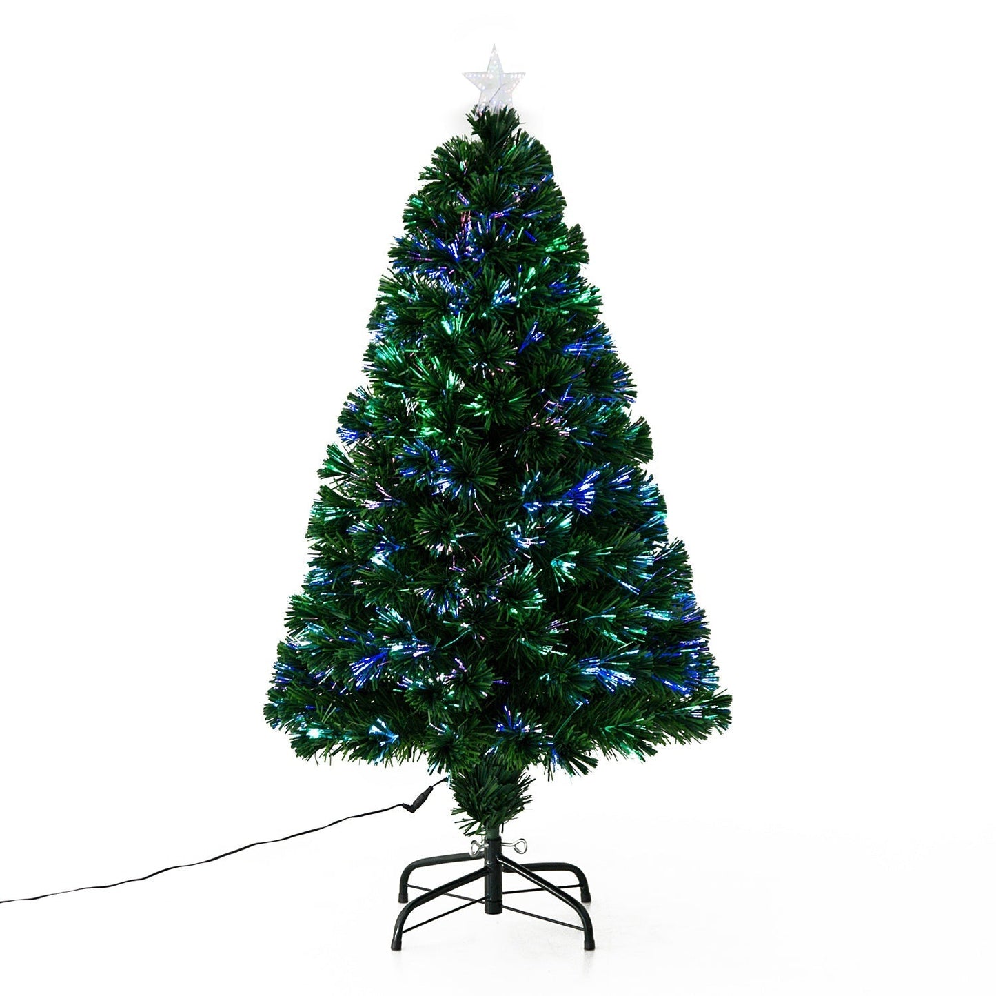 4 Foot Pre-Lit Fibre Optic Artificial Christmas Tree Holiday Xmas Décor with Tree Topper Multi-Colour Primary Image