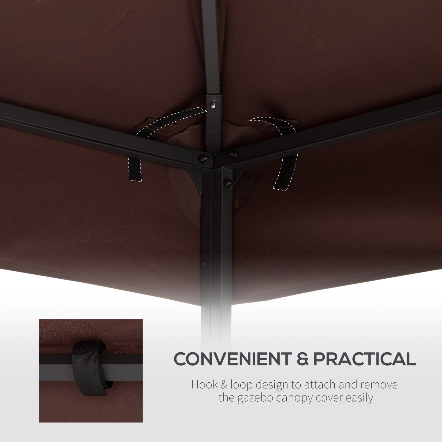3x3 m Double-Tier Canopy Top Replacement-Coffee