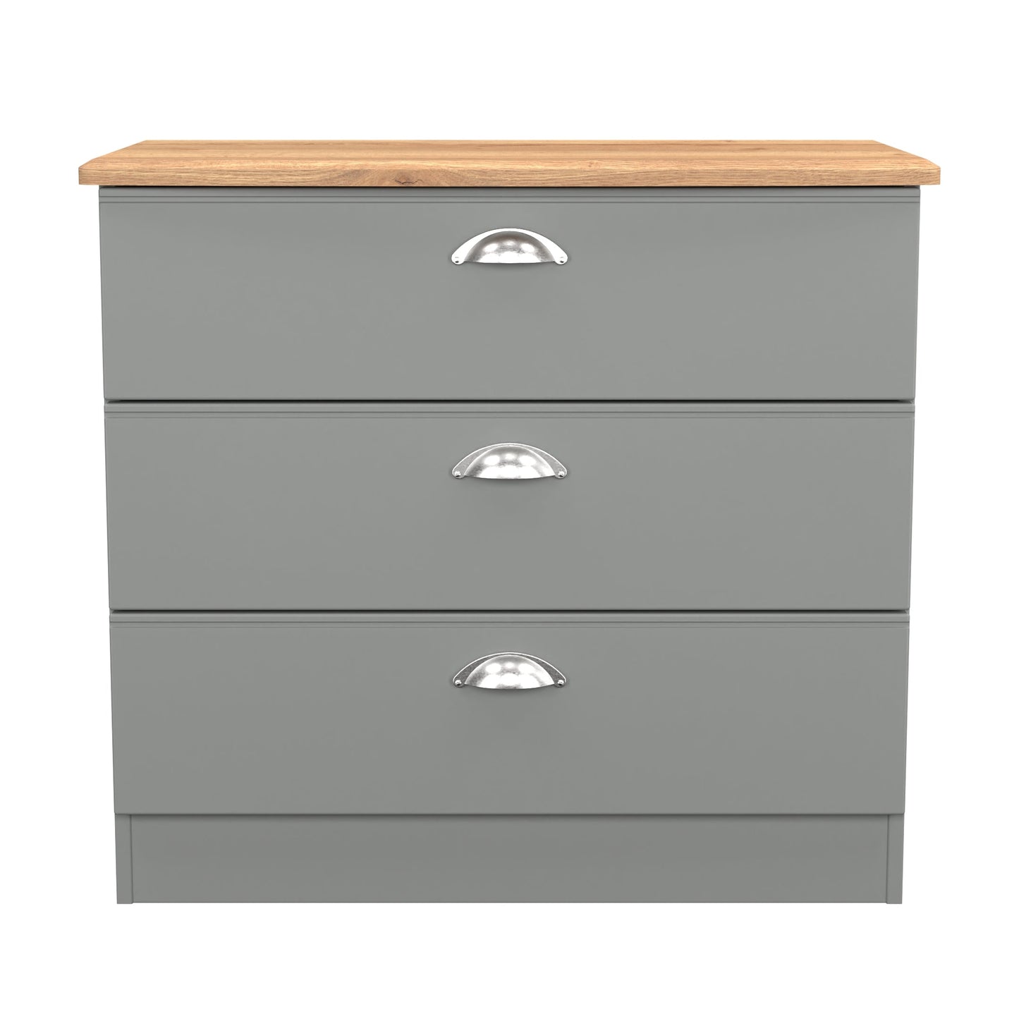 Victoria Chest of Drawers Grey & Light Oak 3 Drawers 77cm