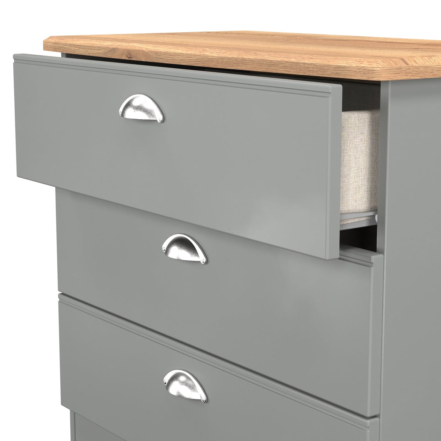 Victoria Chest of Drawers Grey & Light Oak 3 Drawers 77cm