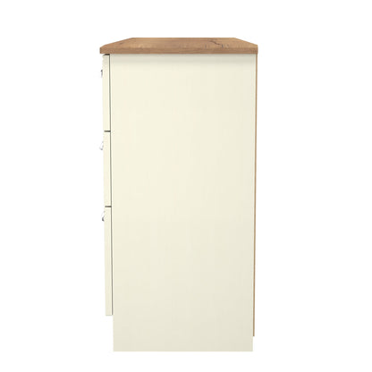 Victoria Desk Cream & Light Oak 6 Drawers 128cm