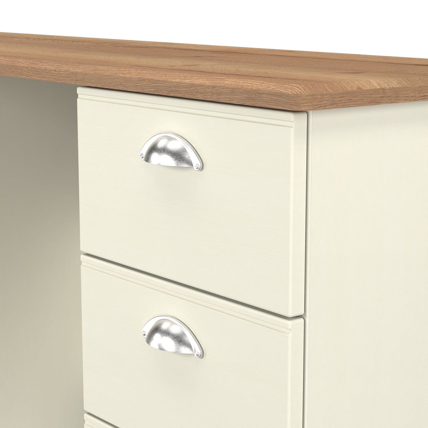 Victoria Desk Cream & Light Oak 6 Drawers 128cm