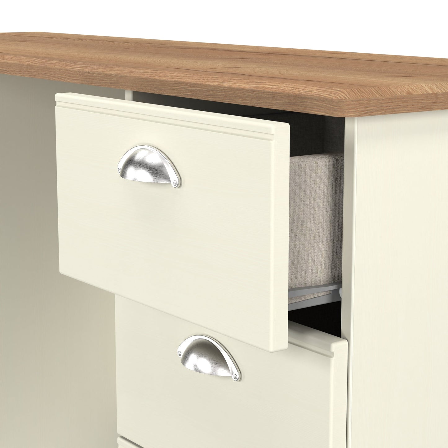 Victoria Desk Cream & Light Oak 6 Drawers 128cm