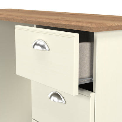 Victoria Desk Cream & Light Oak 6 Drawers 128cm
