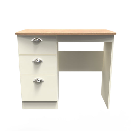 Victoria Desk Cream & Light Oak 3 Drawers 93cm