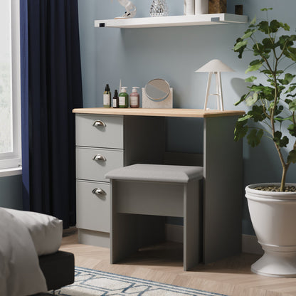 Victoria Desk Grey & Light Oak 3 Drawers 93cm