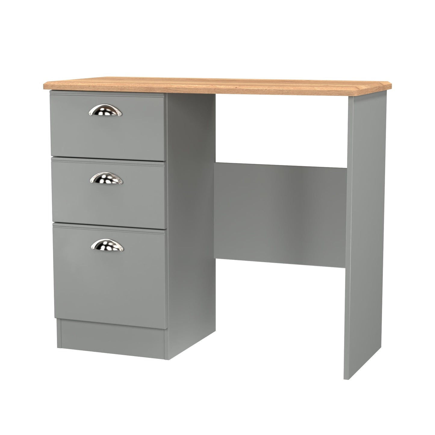 Victoria Desk Grey & Light Oak 3 Drawers 93cm