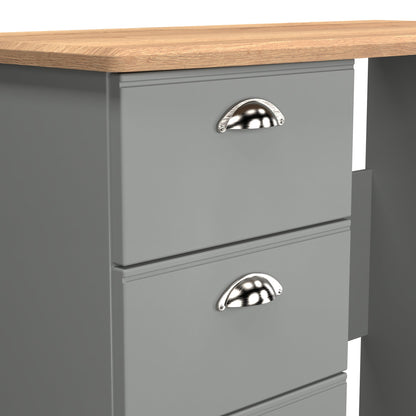 Victoria Desk Grey & Light Oak 3 Drawers 93cm