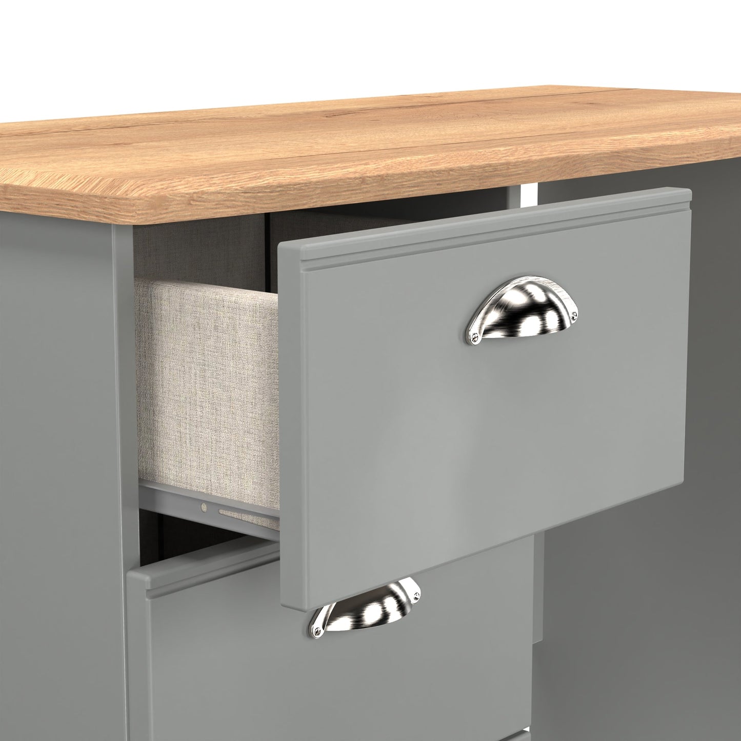 Victoria Desk Grey & Light Oak 3 Drawers 93cm
