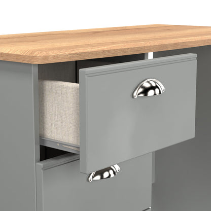 Victoria Desk Grey & Light Oak 3 Drawers 93cm