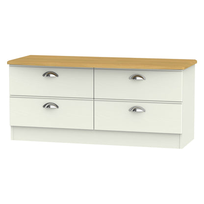 Victoria Large Chest of Drawers Cream & Light Oak 4 Drawers 112cm