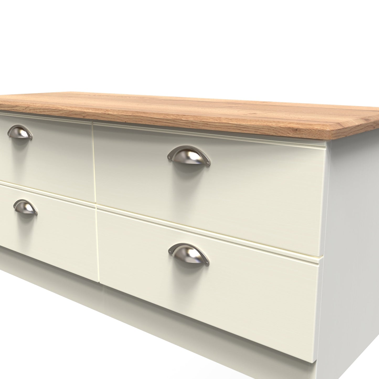 Victoria Large Chest of Drawers Cream & Light Oak 4 Drawers 112cm