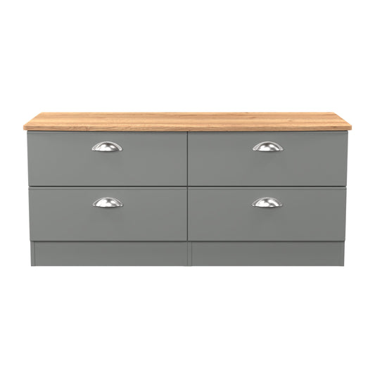 Victoria Large Chest of Drawers Grey & Light Oak 4 Drawers 112cm
