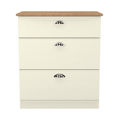 Victoria Chest of Drawers Cream & Light Oak 3 Drawers 42cm