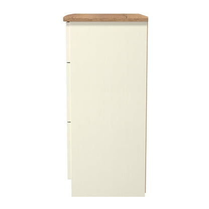 Victoria Chest of Drawers Cream & Light Oak 3 Drawers 42cm