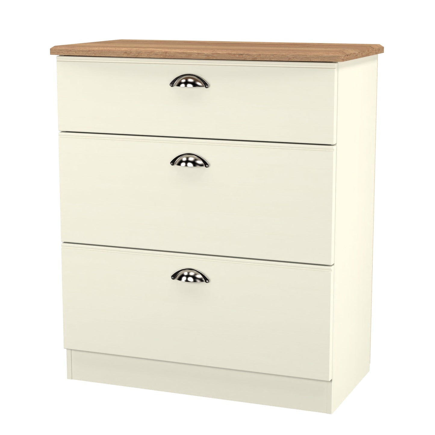 Victoria Chest of Drawers Cream & Light Oak 3 Drawers 42cm