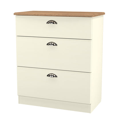 Victoria Chest of Drawers Cream & Light Oak 3 Drawers 42cm