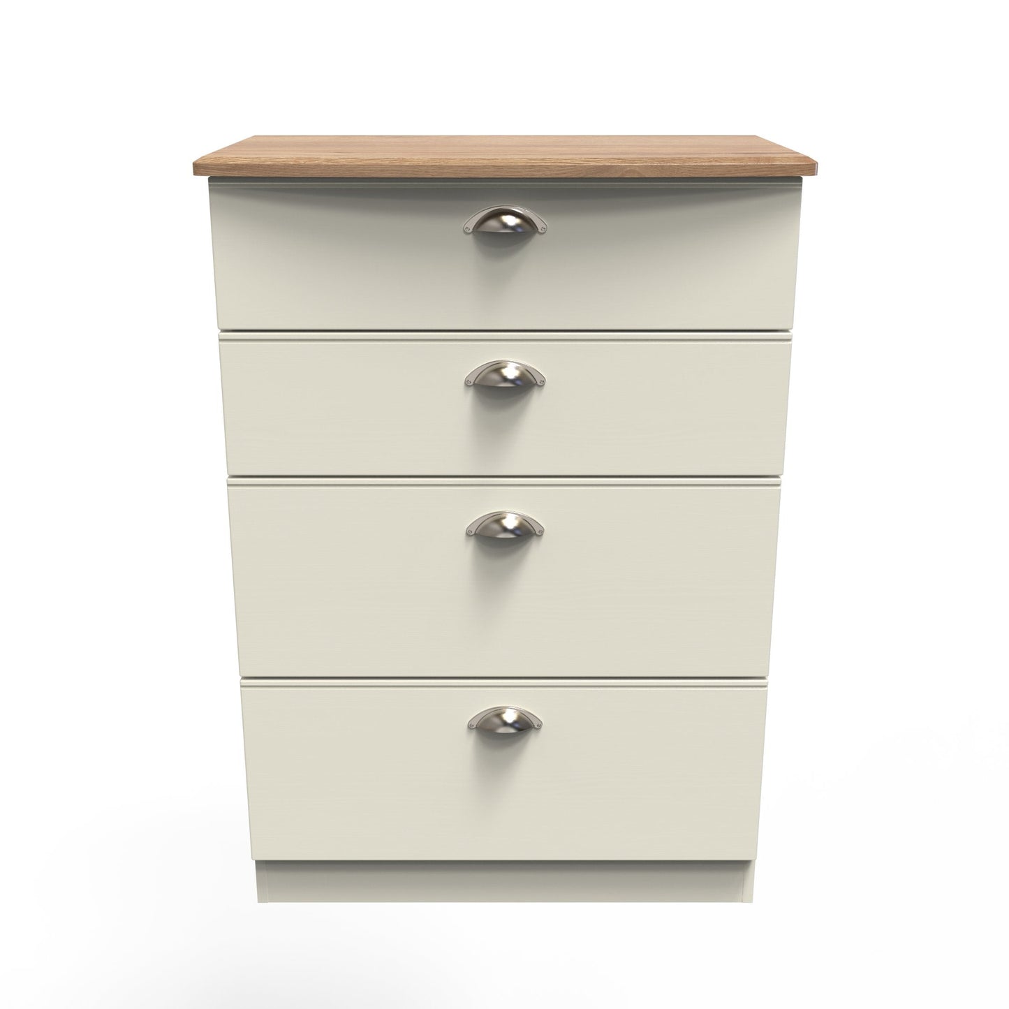 Victoria Tall Chest of Drawers Cream & Light Oak 4 Drawers 77cm