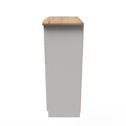 Victoria Tall Chest of Drawers Cream & Light Oak 4 Drawers 77cm