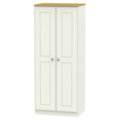 Victoria Tall Wardrobe Cream & Light Oak 2 Doors 1 Shelf 74cm