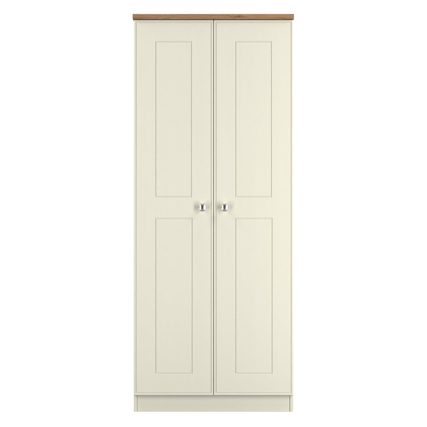 Victoria Tall Wardrobe Cream & Light Oak 2 Doors 1 Shelf 74cm