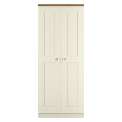 Victoria Tall Wardrobe Cream & Light Oak 2 Doors 1 Shelf 74cm