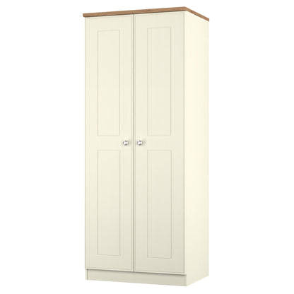 Victoria Tall Wardrobe Cream & Light Oak 2 Doors 1 Shelf 74cm