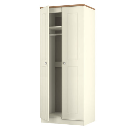 Victoria Tall Wardrobe Cream & Light Oak 2 Doors 1 Shelf 74cm