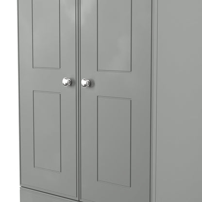 Victoria Tall Wardrobe Grey & Light Oak 2 Doors 2 Drawers 74cm