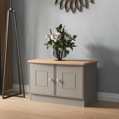 Victoria TV Unit Grey & Light Oak 2 Doors 77cm