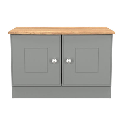 Victoria TV Unit Grey & Light Oak 2 Doors 77cm