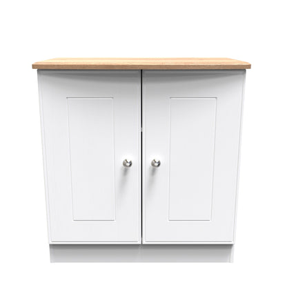 Victoria Cabinet White & Light Oak 2 Doors 77cm