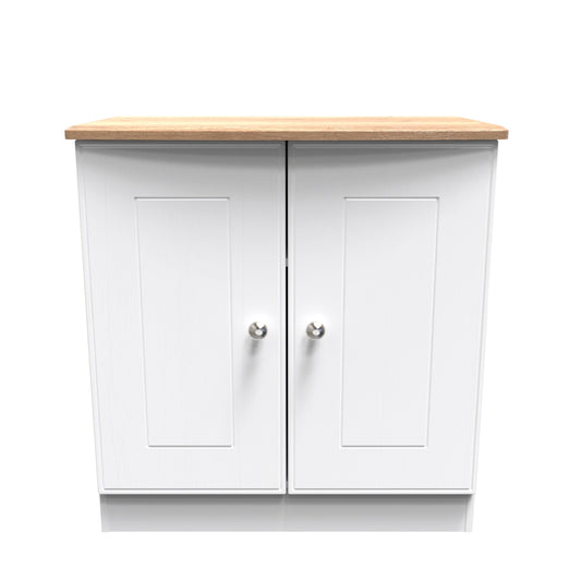 Victoria Cabinet White & Light Oak 2 Doors 77cm