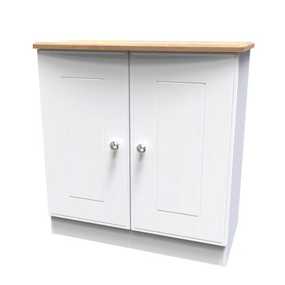 Victoria Cabinet White & Light Oak 2 Doors 77cm