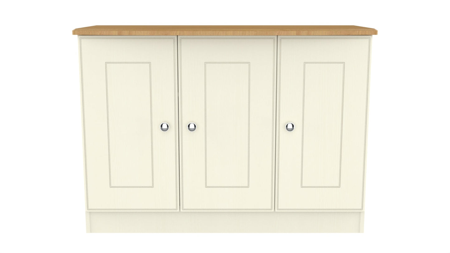 Victoria Large Sideboard Cream & Light Oak 3 Doors 112cm