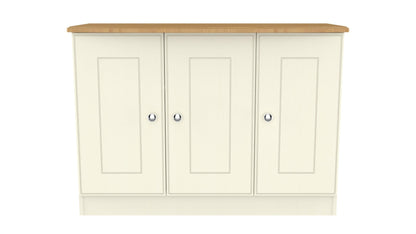 Victoria Large Sideboard Cream & Light Oak 3 Doors 112cm