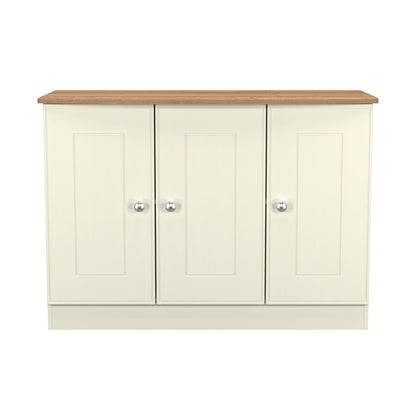 Victoria Large Sideboard Cream & Light Oak 3 Doors 112cm