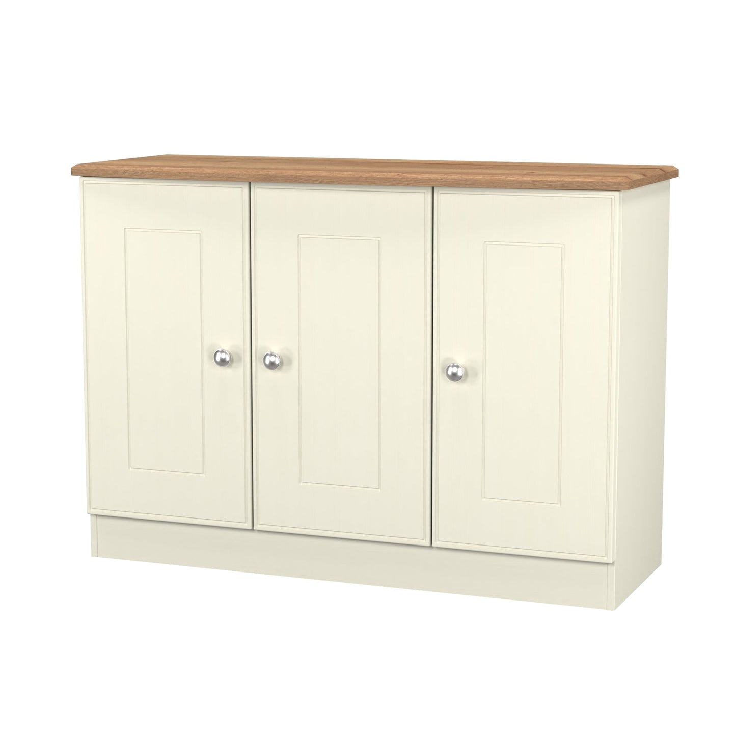 Victoria Large Sideboard Cream & Light Oak 3 Doors 112cm