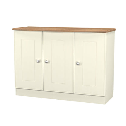 Victoria Large Sideboard Cream & Light Oak 3 Doors 112cm