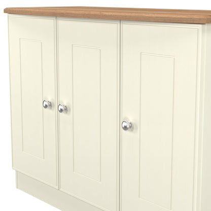 Victoria Large Sideboard Cream & Light Oak 3 Doors 112cm
