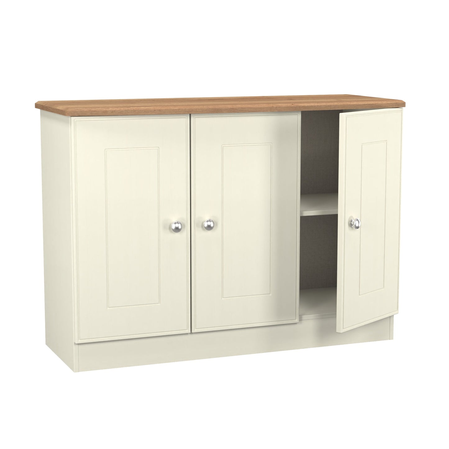 Victoria Large Sideboard Cream & Light Oak 3 Doors 112cm