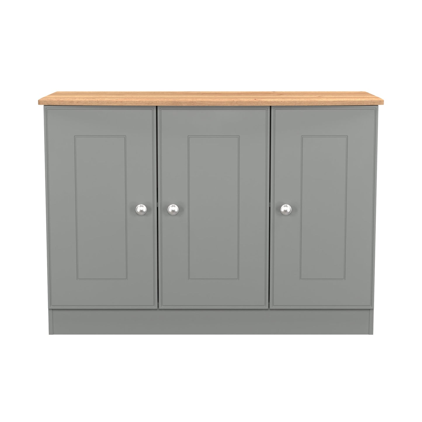 Victoria Large Sideboard Grey & Light Oak 3 Doors 112cm