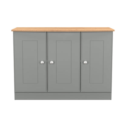 Victoria Large Sideboard Grey & Light Oak 3 Doors 112cm