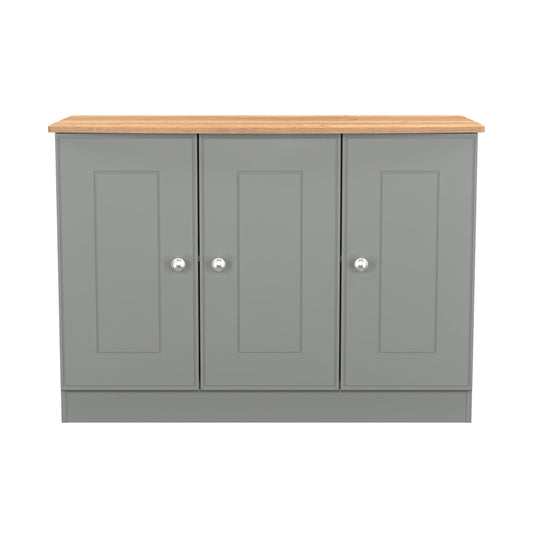 Victoria Large Sideboard Grey & Light Oak 3 Doors 112cm