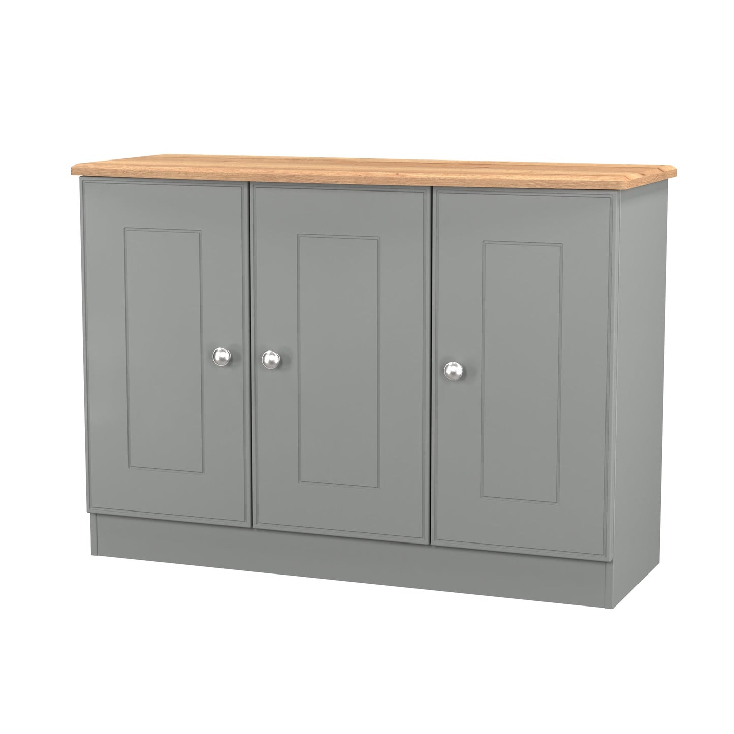 Victoria Large Sideboard Grey & Light Oak 3 Doors 112cm