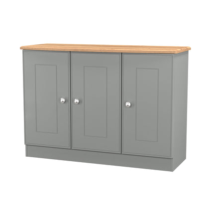 Victoria Large Sideboard Grey & Light Oak 3 Doors 112cm