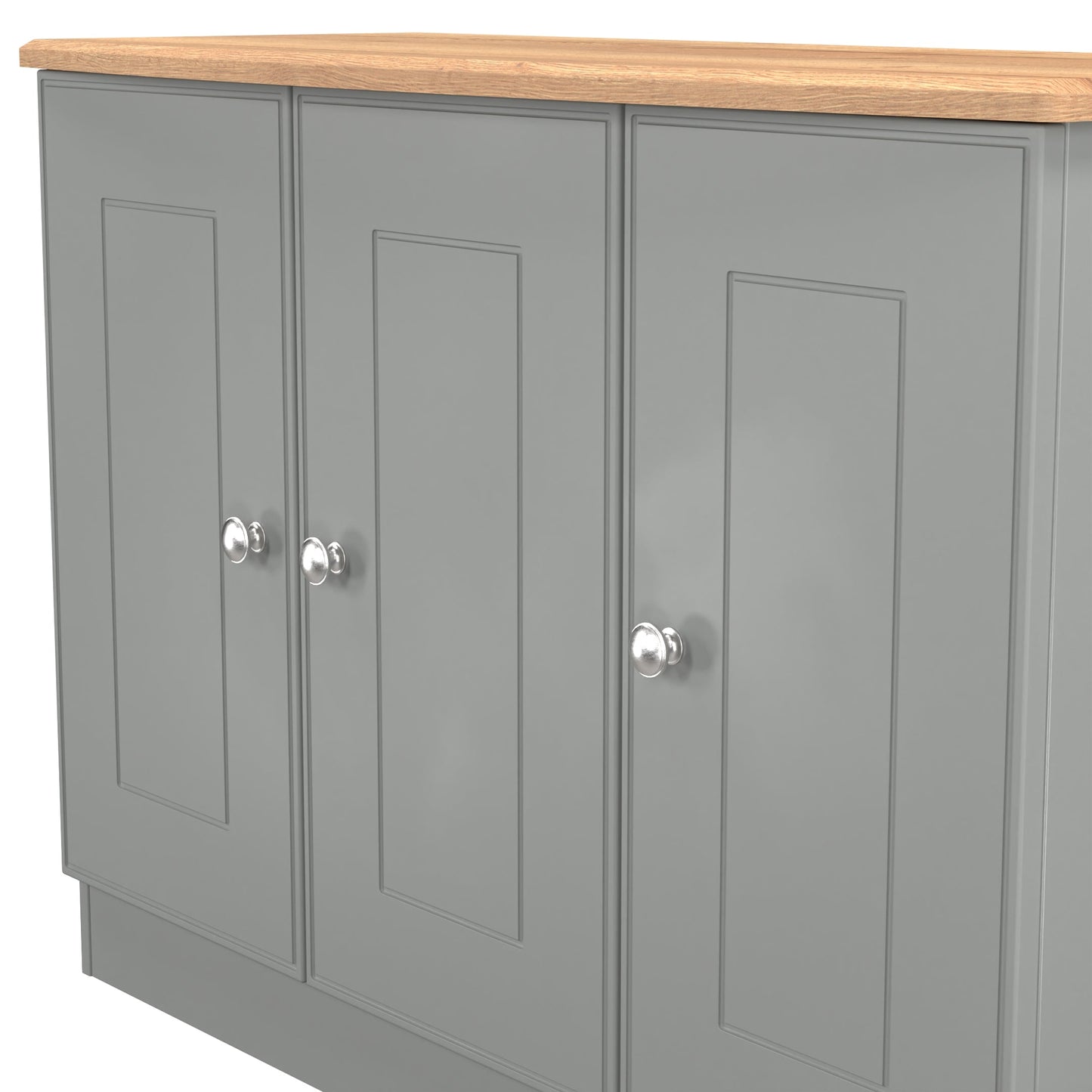 Victoria Large Sideboard Grey & Light Oak 3 Doors 112cm