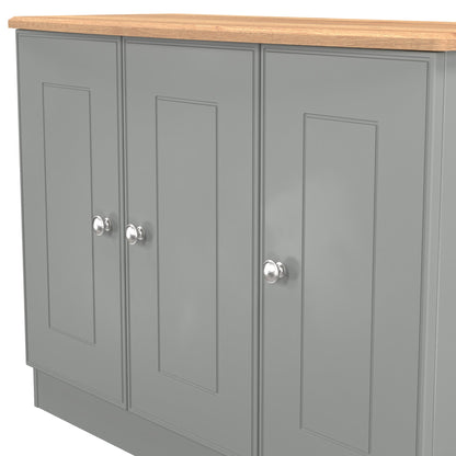 Victoria Large Sideboard Grey & Light Oak 3 Doors 112cm